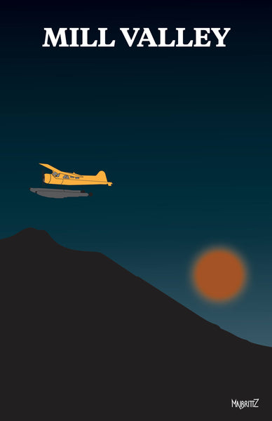 Seaplane over Mt Tamalpais, Black